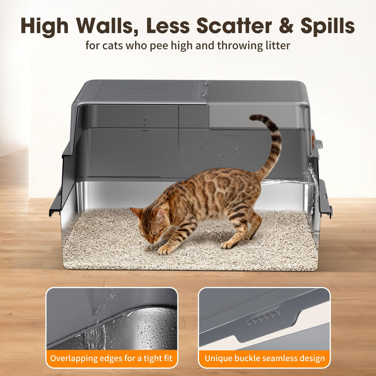 XXXL Stainless Steel Litter Box with Lid D24658