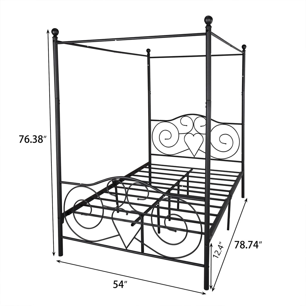 Black Steel Slat Bed Frame with Headboard and Footboard B790