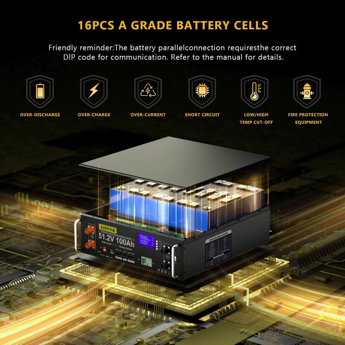 48V 100Ah Lithium LiFePO4 Solar Battery with 100A BMS U8189