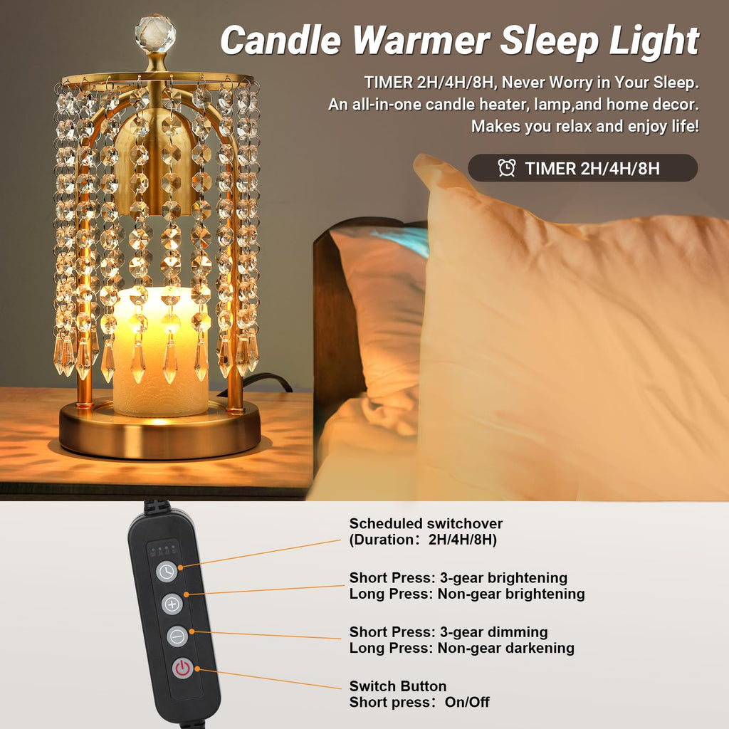 Gold Candle Warmer Lamp with Timer and Dimmer J3842