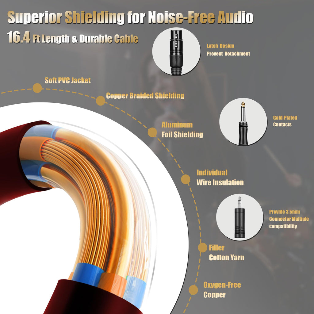 Dynamic Handheld Vocal Microphone with XLR to 1/4'' Audio Cable A858886