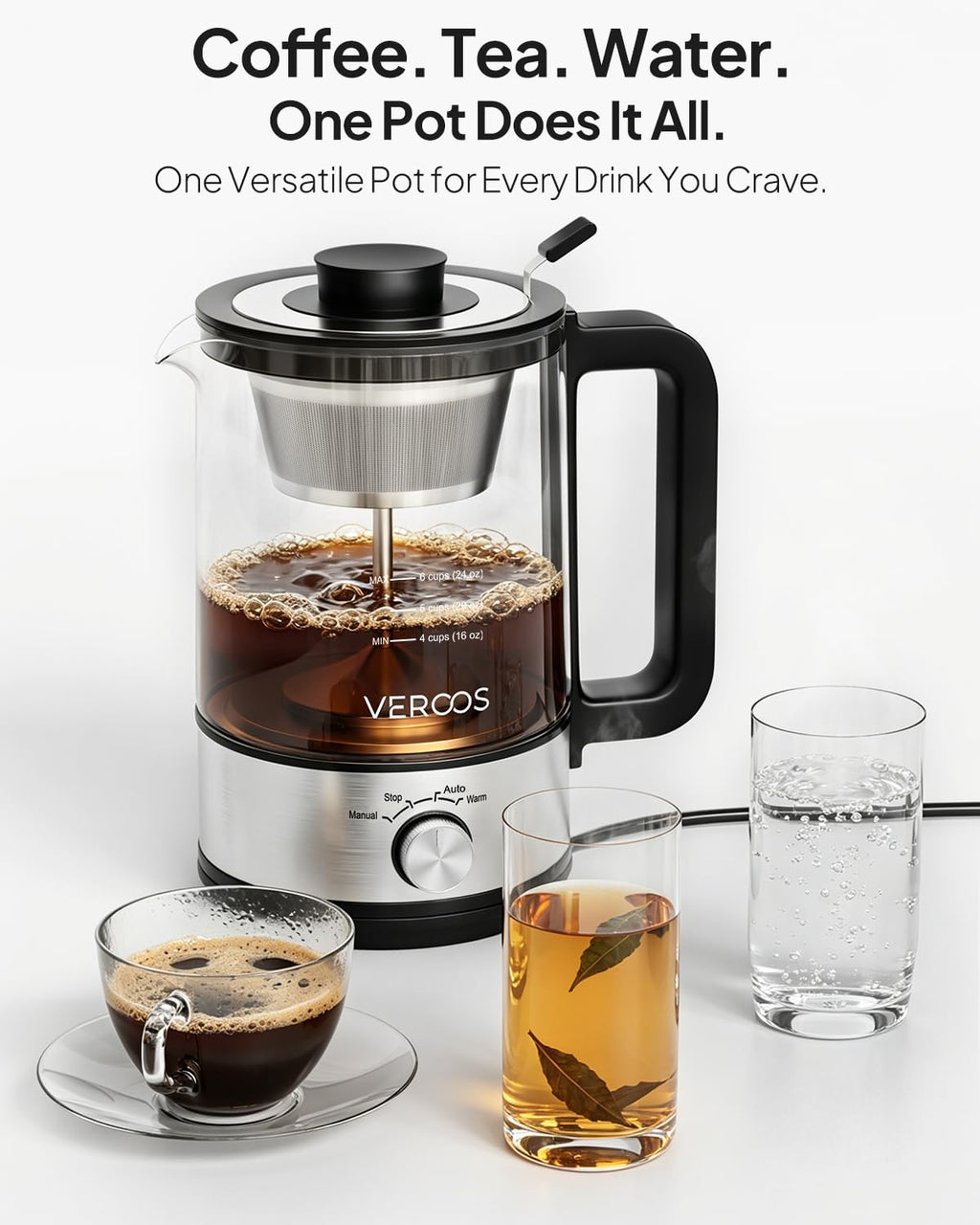 Electric 6-Cup Borosilicate Glass Percolator Coffee Pot X9468