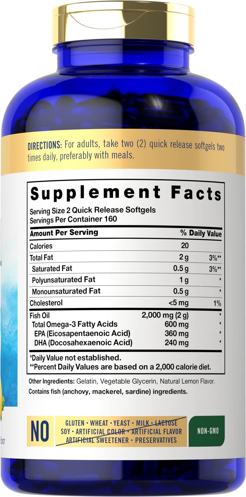 Fish Oil Omega 3 Supplements 2000mg 320 Softgels EPA & DHA A191
