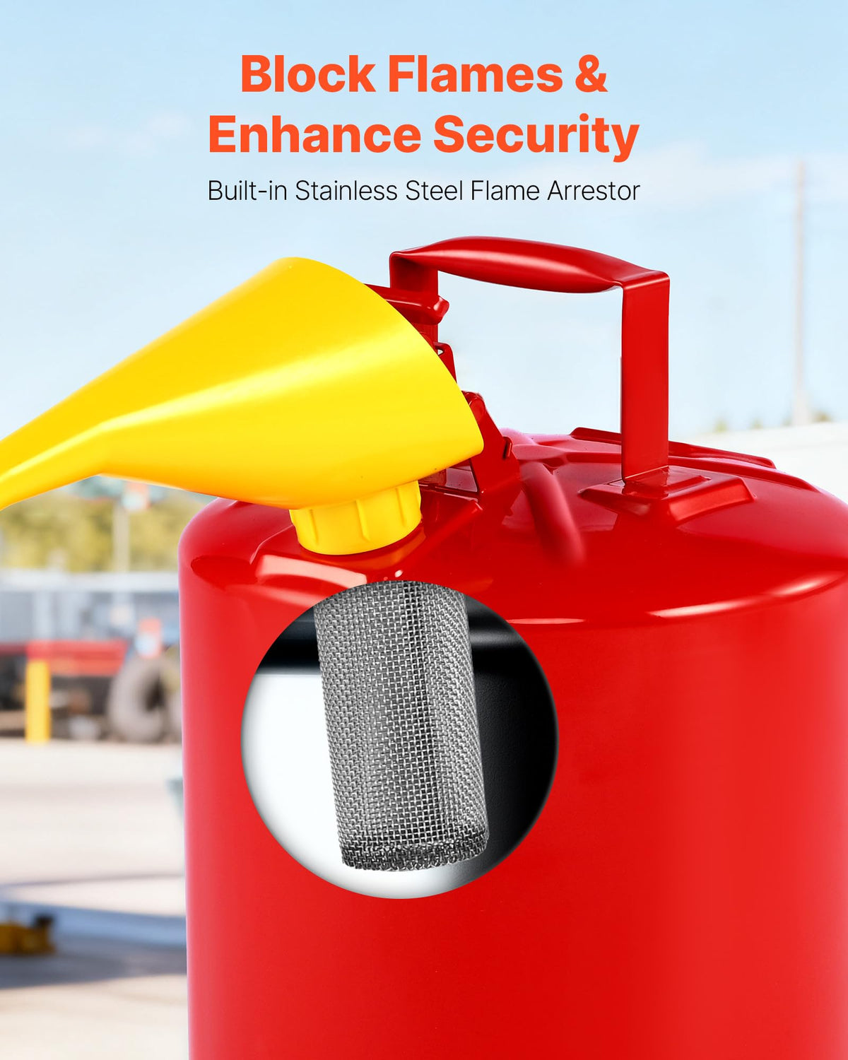 5 Gallon Red Metal Safety Gas Can with Flame Arrester P9764
