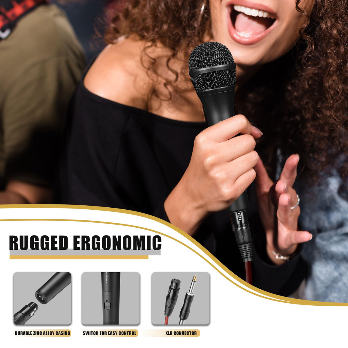 Dynamic Handheld Vocal Microphone with XLR to 1/4'' Audio Cable A858886
