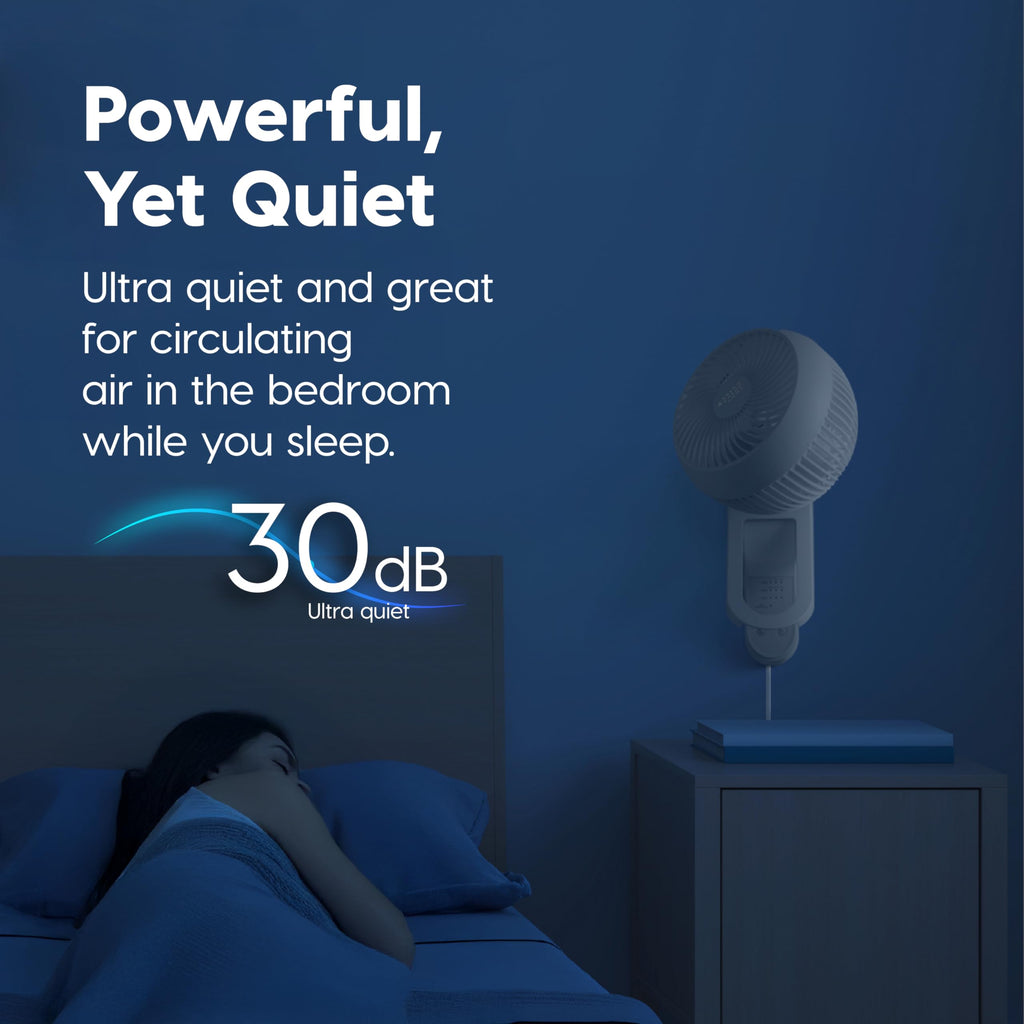 Wall Mount Fan with Remote, 360° Oscillation, 3 Speeds, White P9902