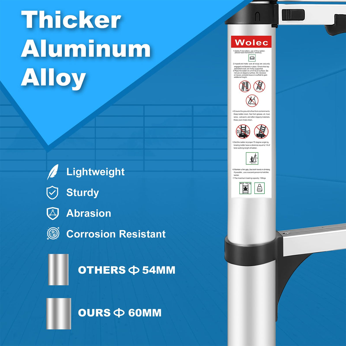 Telescoping Ladder with Hooks, 8.5 FT, 330 lb Capacity I922697