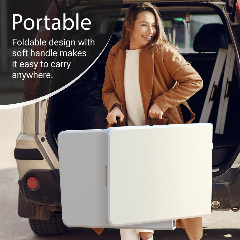Foldable Table with Steel Legs White N88955