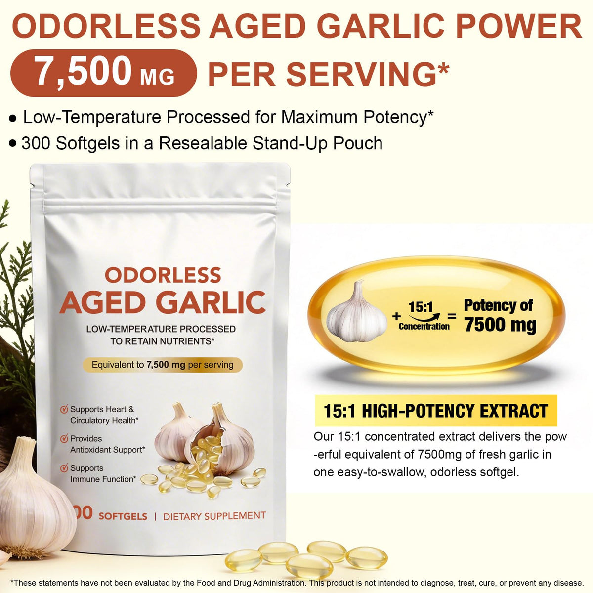 Aged Garlic Extract Capsules 15:1 Concentrated Formula 2 Pack M9745