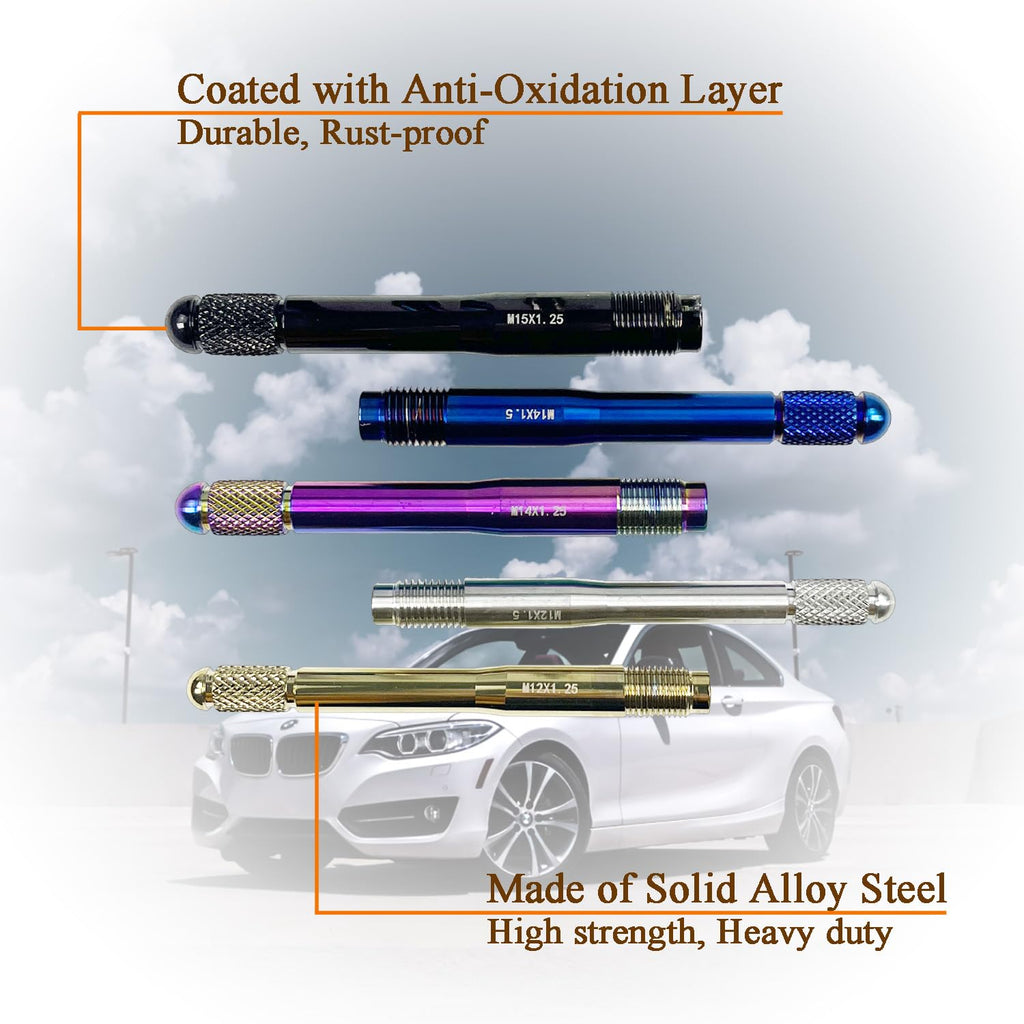 10PC Alloy Steel Wheel Alignment Pins Kit M12x1.5/1.25/M14x1.5/1.25/M15*1.25 Lug Bolt Guide Tool L207627