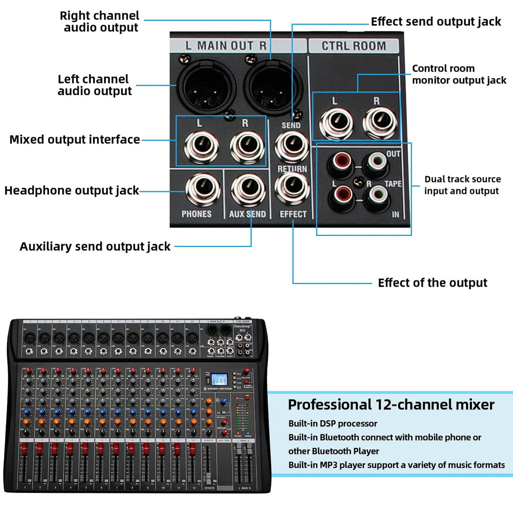 12 Channel Black USB Audio Mixer G1814