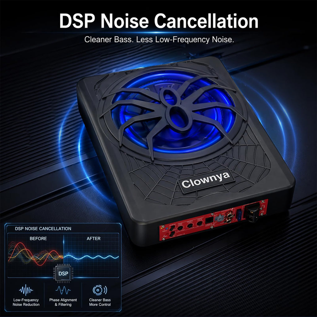 1200W Slim Under-Seat Powered Car Subwoofer with Built-in Amp R659777