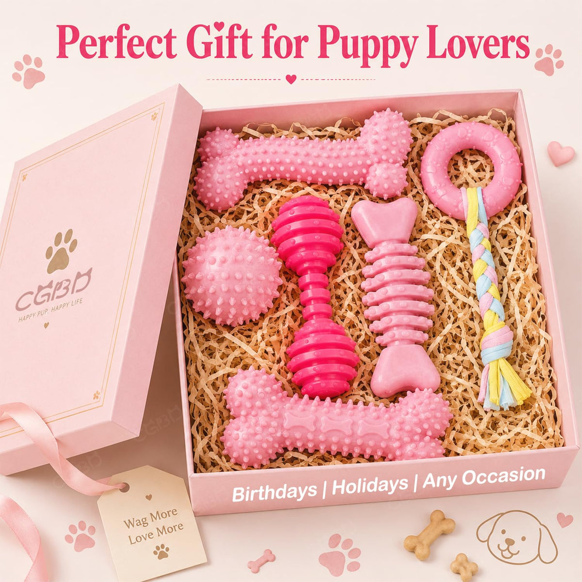 Pink 6 Pack Dog Chew Toys I5923