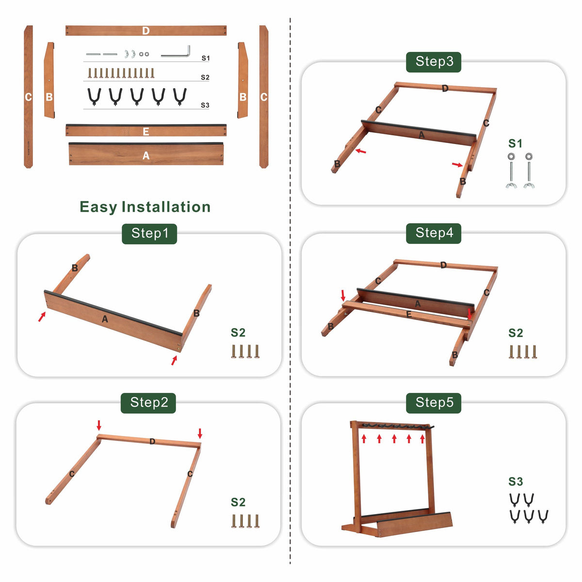 5 Holders Wooden Guitar Stand Floor Rack Q1527
