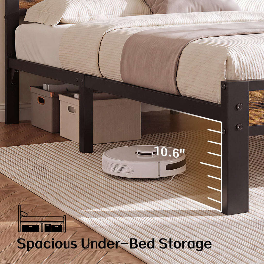 Metal Platform Bed with Charging Station and LED P454