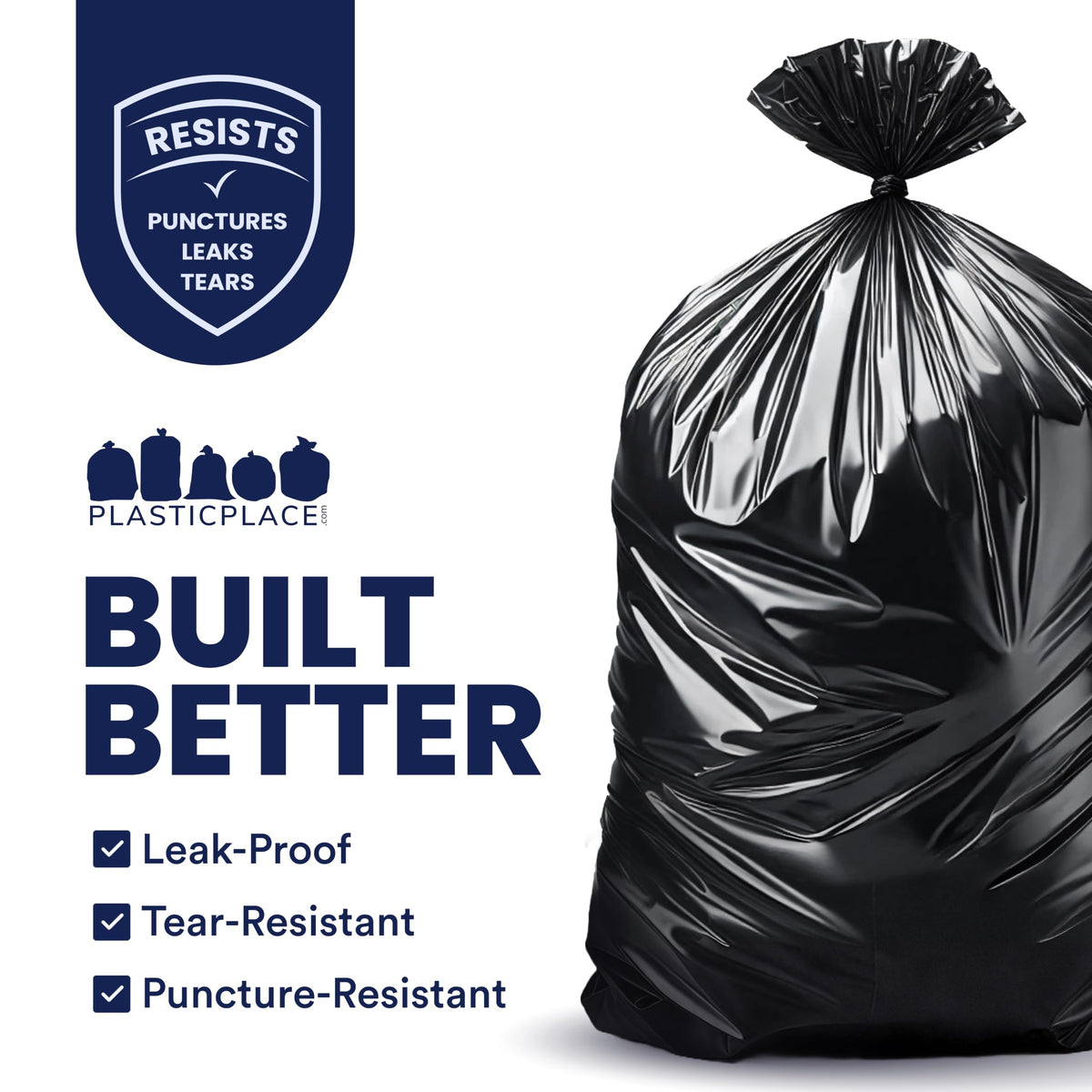 65 Gallon Black Heavy Duty Trash Bags 25 Count U432