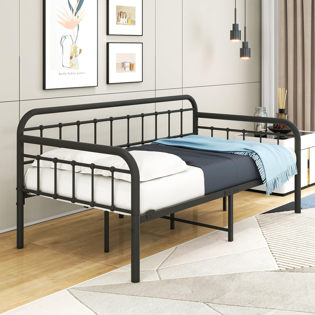 Metal Daybed Frame Twin Day Bed Black L497629