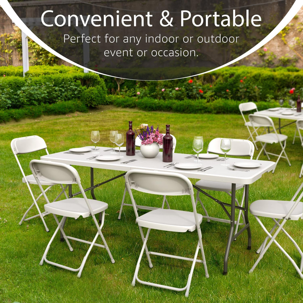 Foldable Table with Steel Legs White N88955