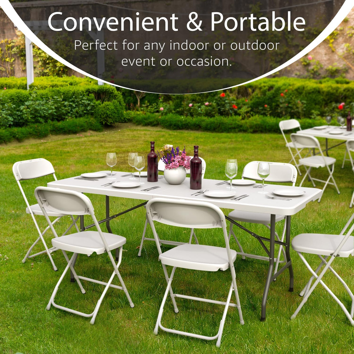 Foldable Table with Steel Legs White N88955