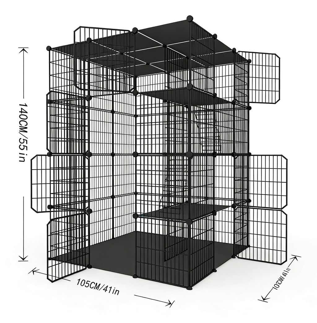 4-Tier Detachable Metal Wire Cat Cage Y85790