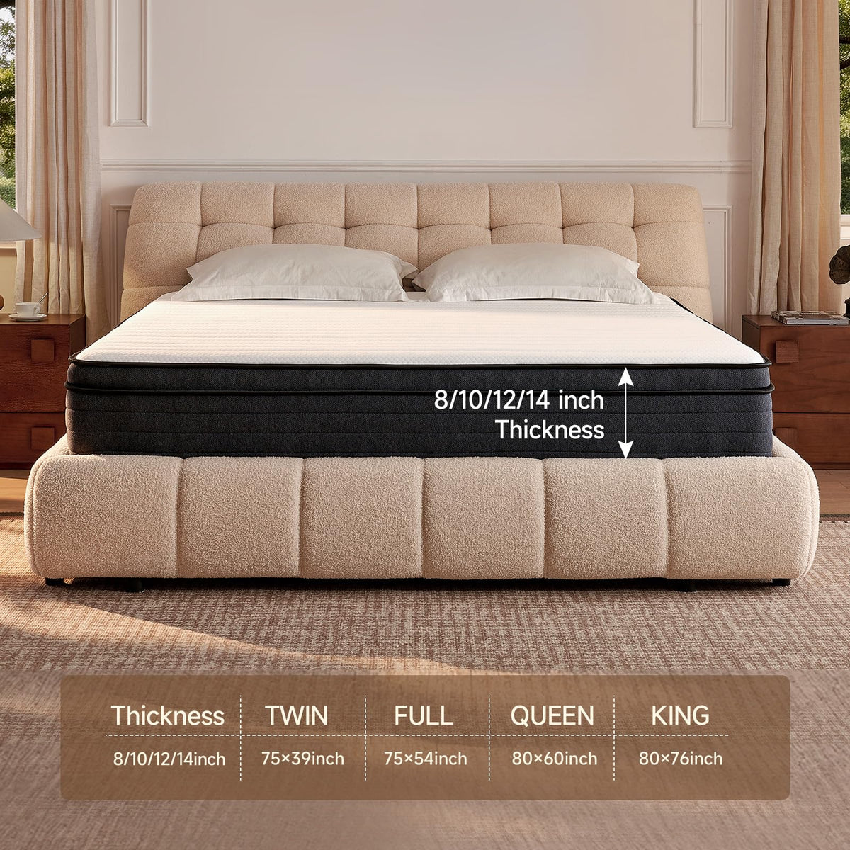 10 Inch Full Size Hybrid Mattress with Pocketed Coils & Gel Memory Foam B438