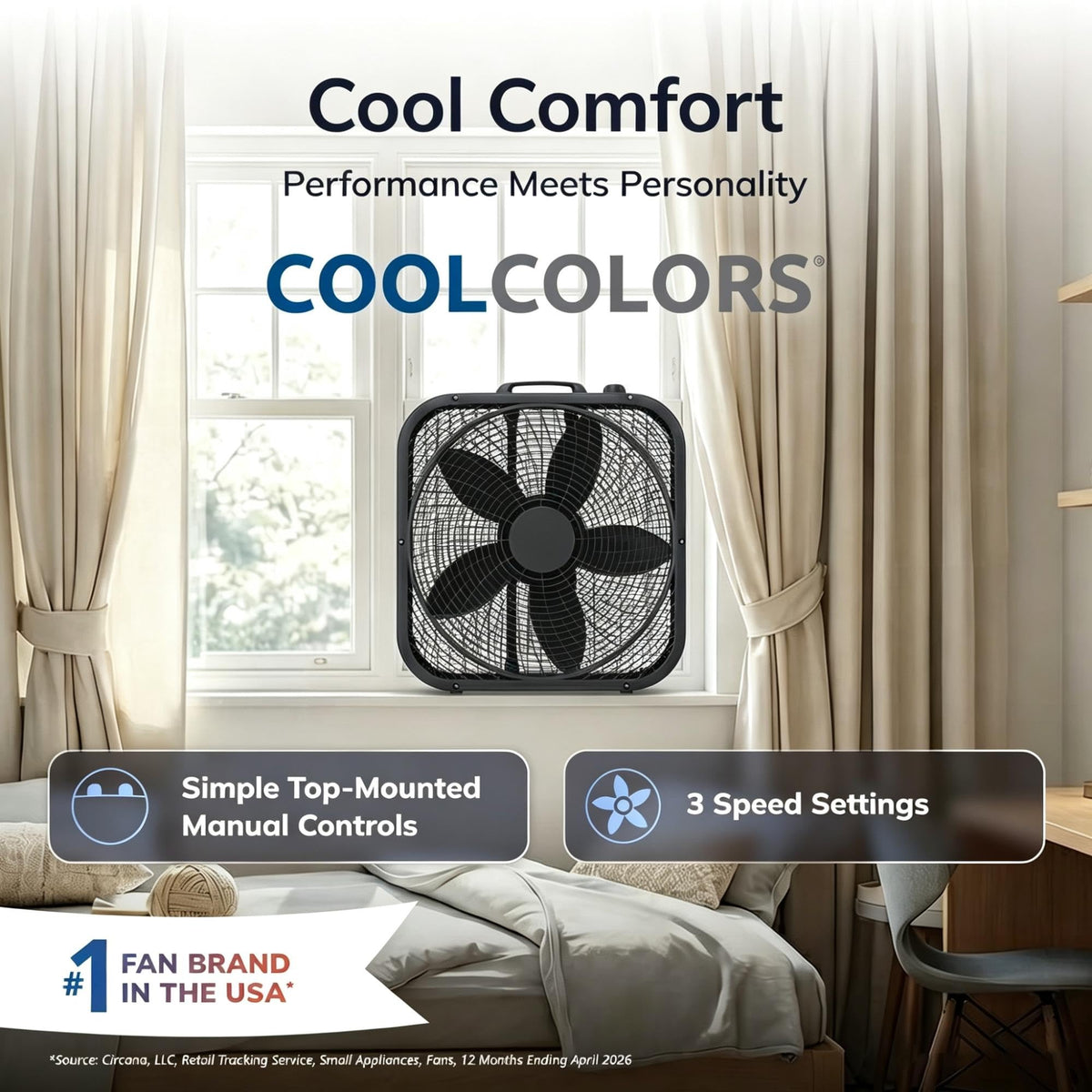 20 Inch 3 Speed Portable Box Fan G956