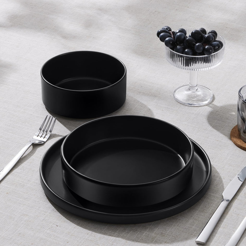 Black Ceramic Pasta Bowls Set of 4 Q229