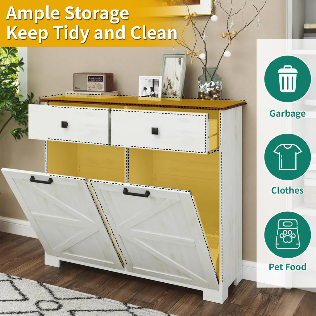 Antique White Double Tilt Out Trash Cabinet H62494