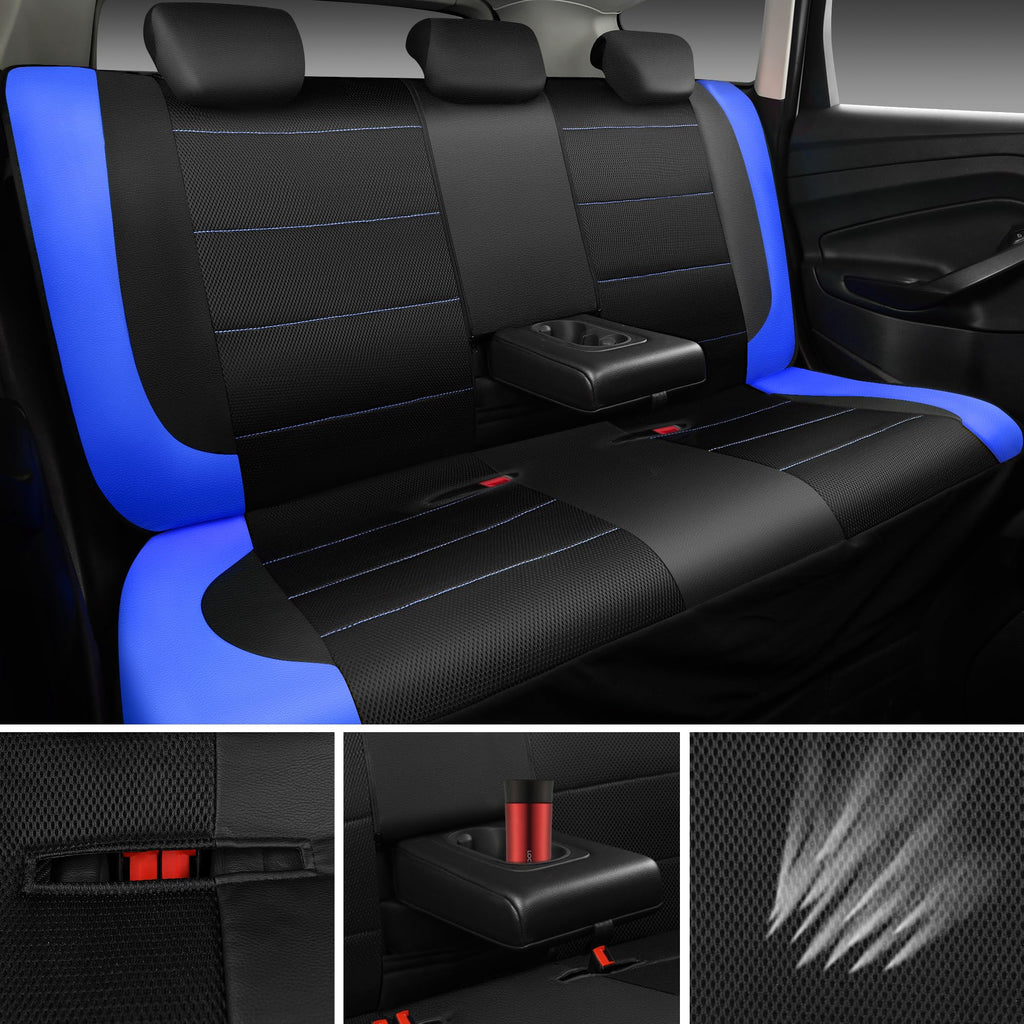 Air Mesh Leather Car Seat Covers Full Set, Waterproof Car Floor Mats, Steering Wheel Cover C785