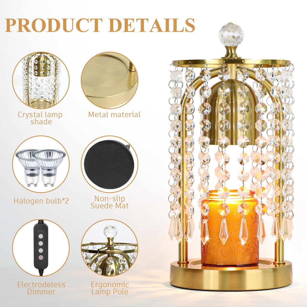 Gold Candle Warmer Lamp with Timer and Dimmer J3842