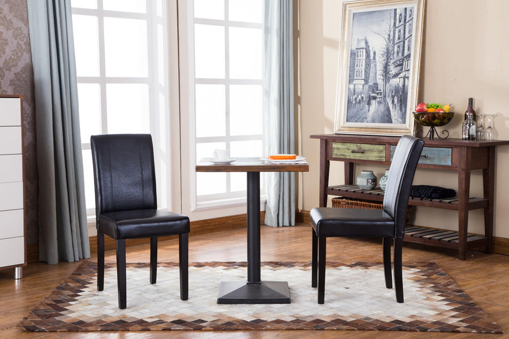 Black Leatherette Parson Chair Set of 2 G688