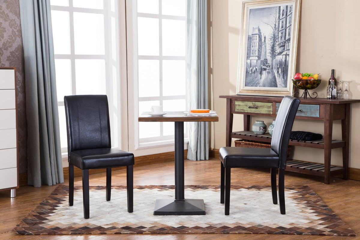 Black Leatherette Parson Chair Set of 2 G688
