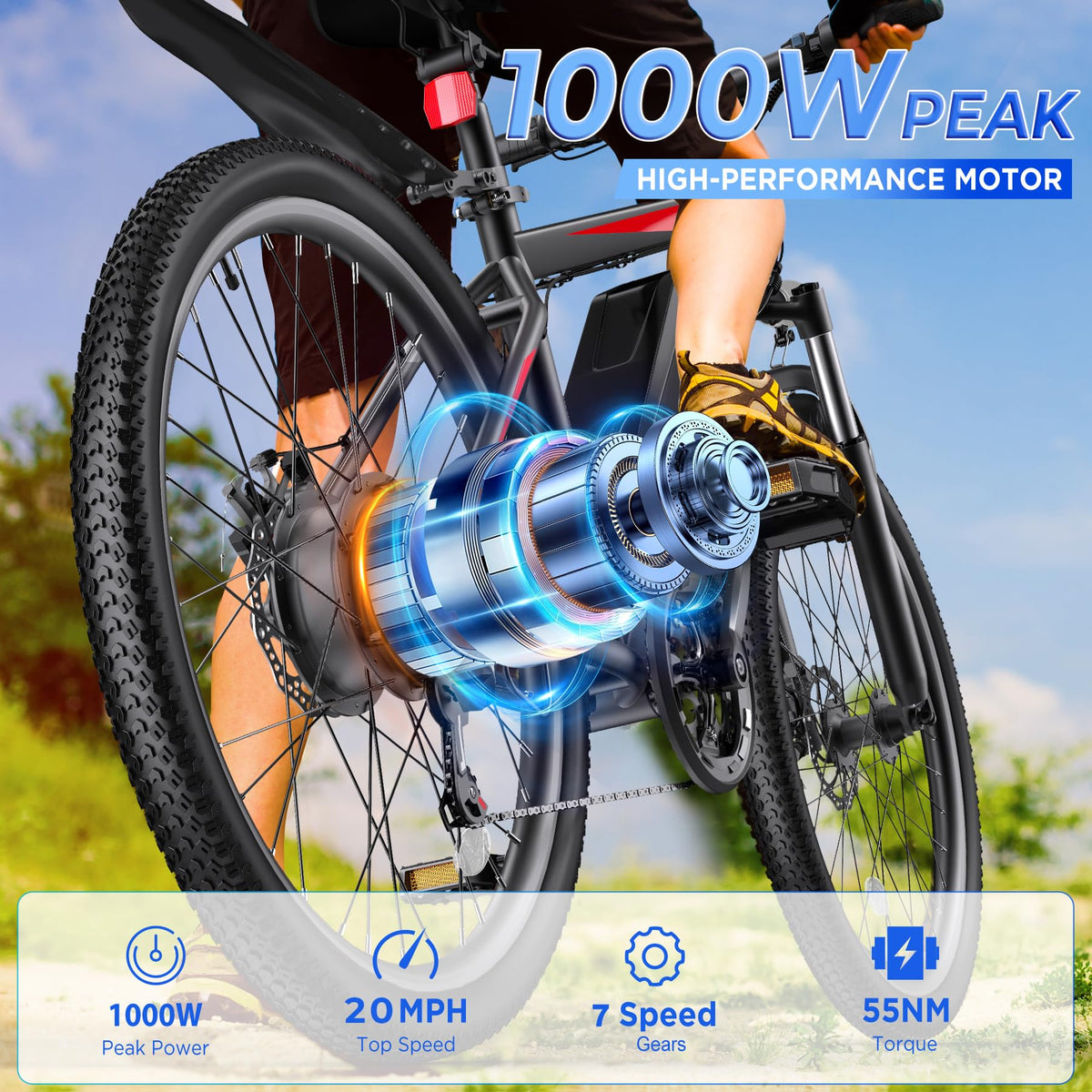 26" Electric Mountain Bike with 1000W Peak Motor N831620