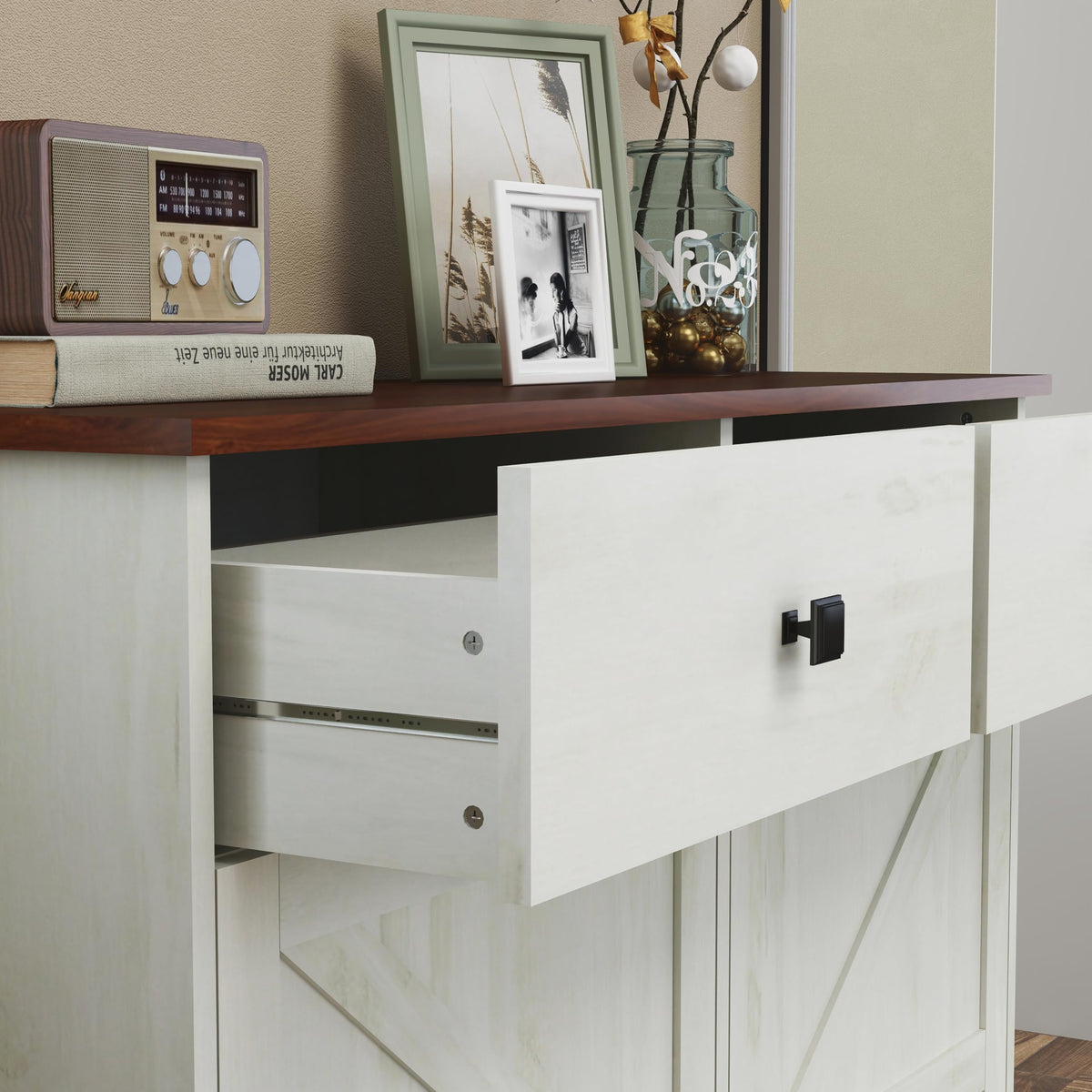 Antique White Double Tilt Out Trash Cabinet H62494