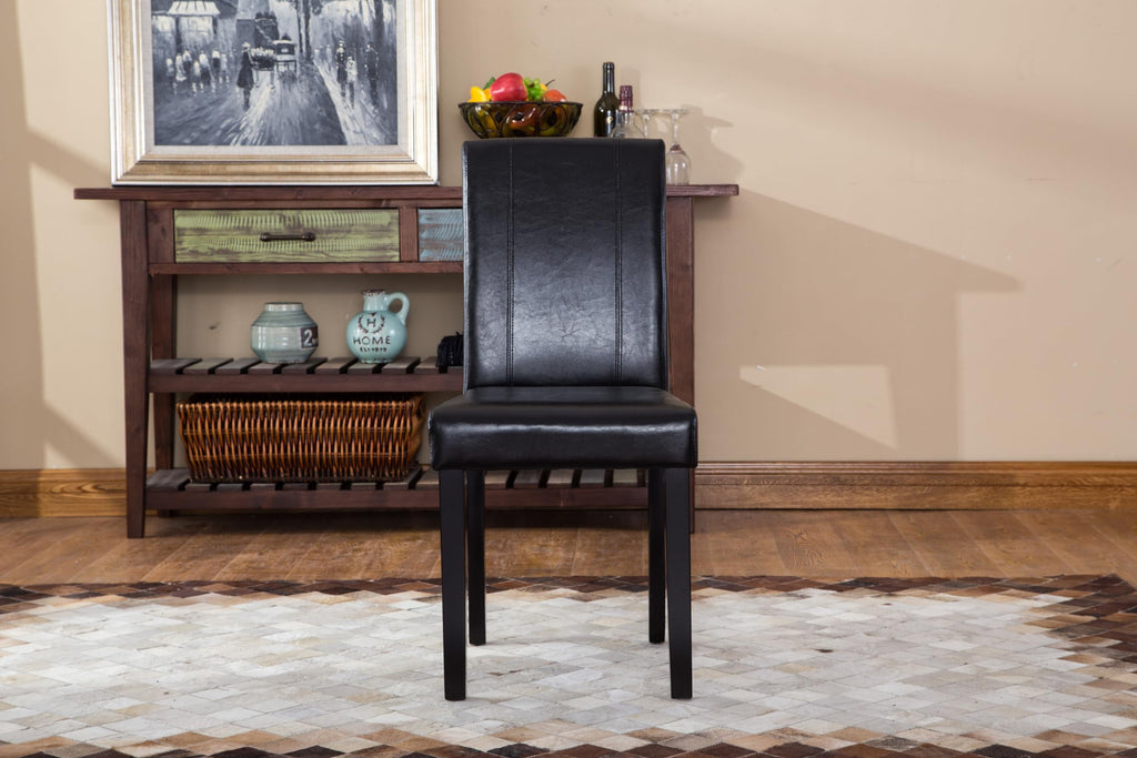 Black Leatherette Parson Chair Set of 2 G688