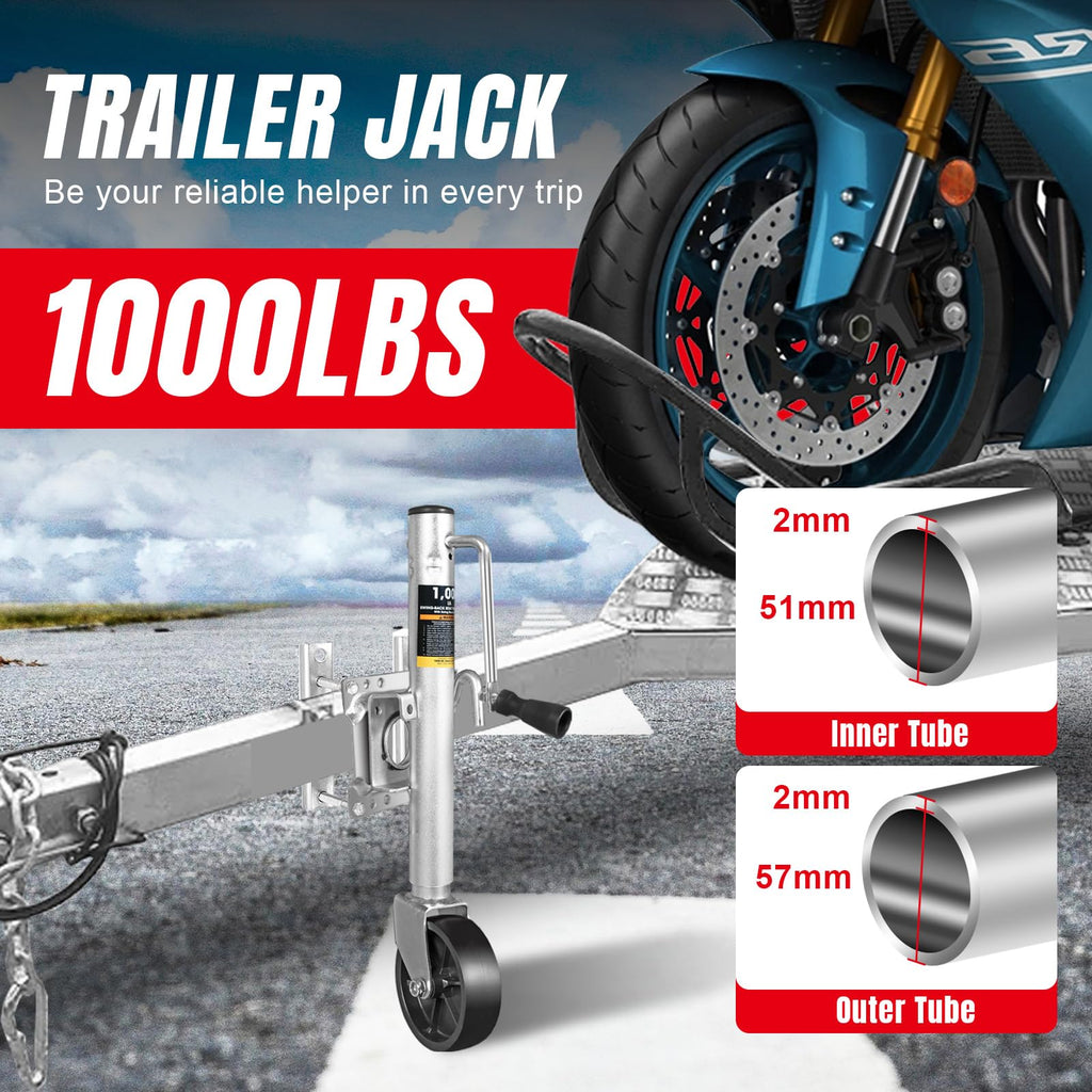 1000 lbs Heavy Duty Swivel Trailer Jack with Wheel S1560