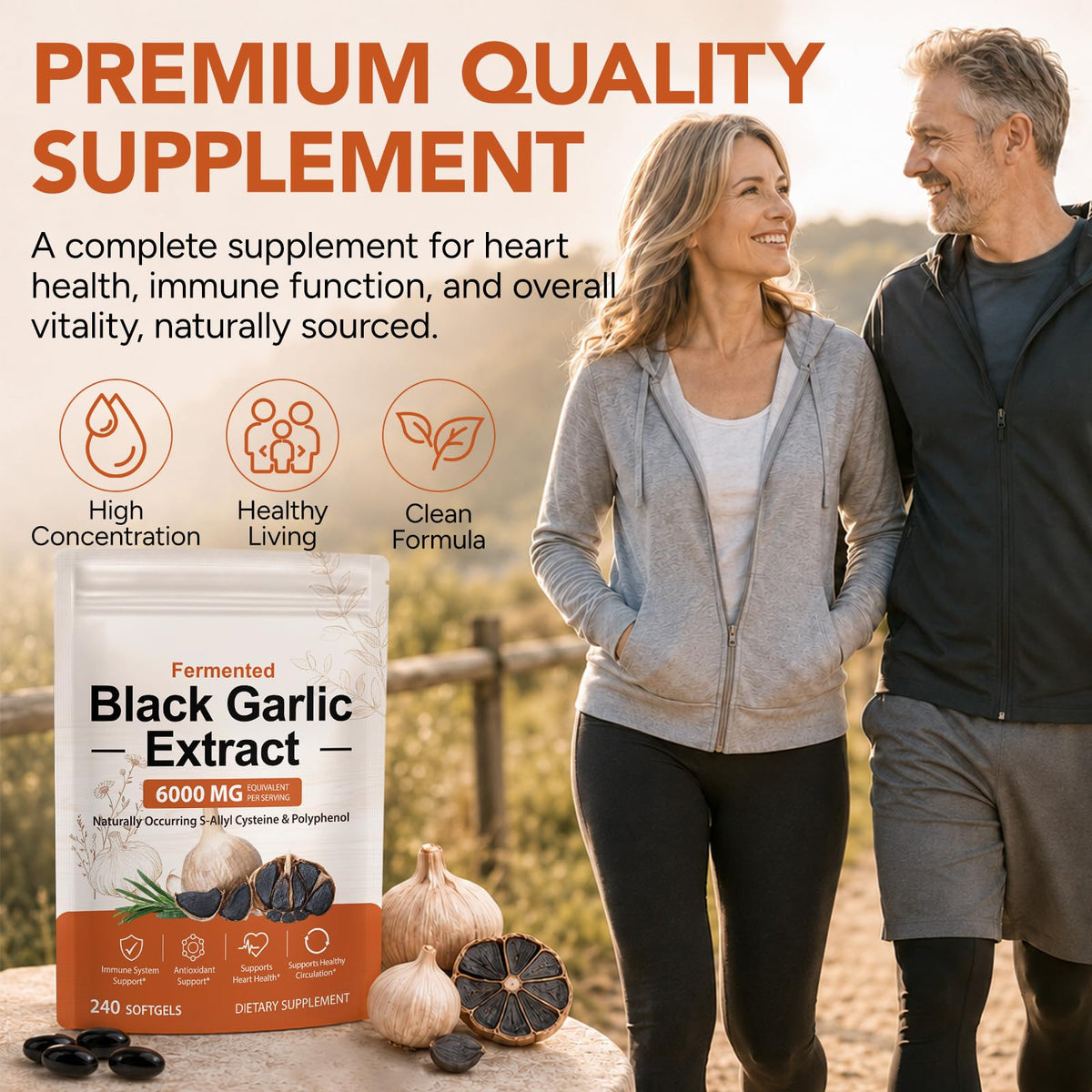 Black Garlic Capsules 6000mg 240 Softgels M441