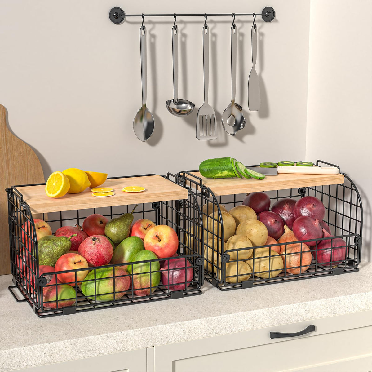 Stackable Wire Basket with Openable Top L580