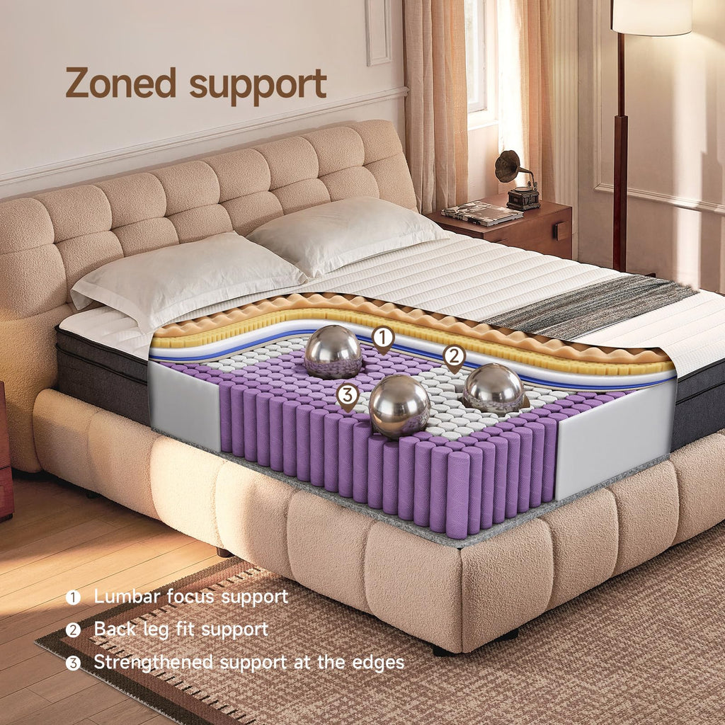 10 Inch Full Size Hybrid Mattress with Pocketed Coils & Gel Memory Foam B438