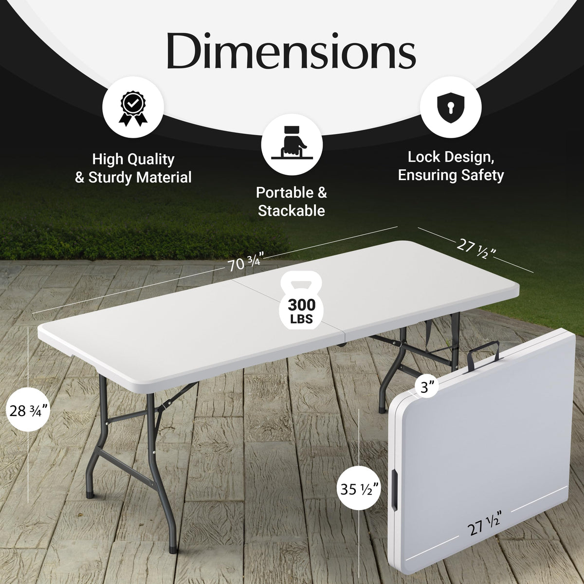 Foldable Table with Steel Legs White N88955
