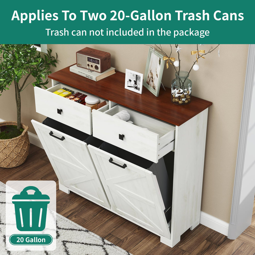 Antique White Double Tilt Out Trash Cabinet H62494