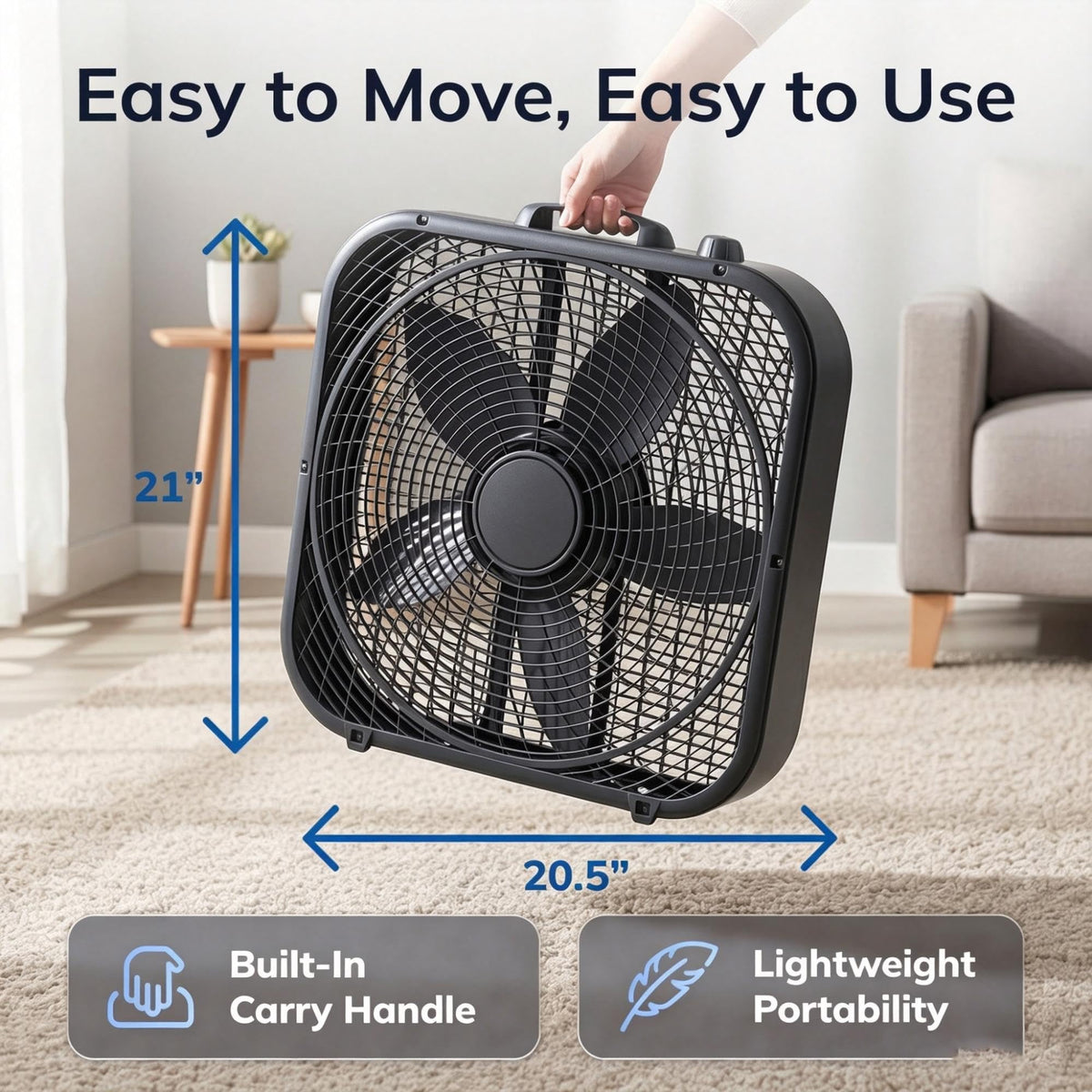 20 Inch 3 Speed Portable Box Fan G956