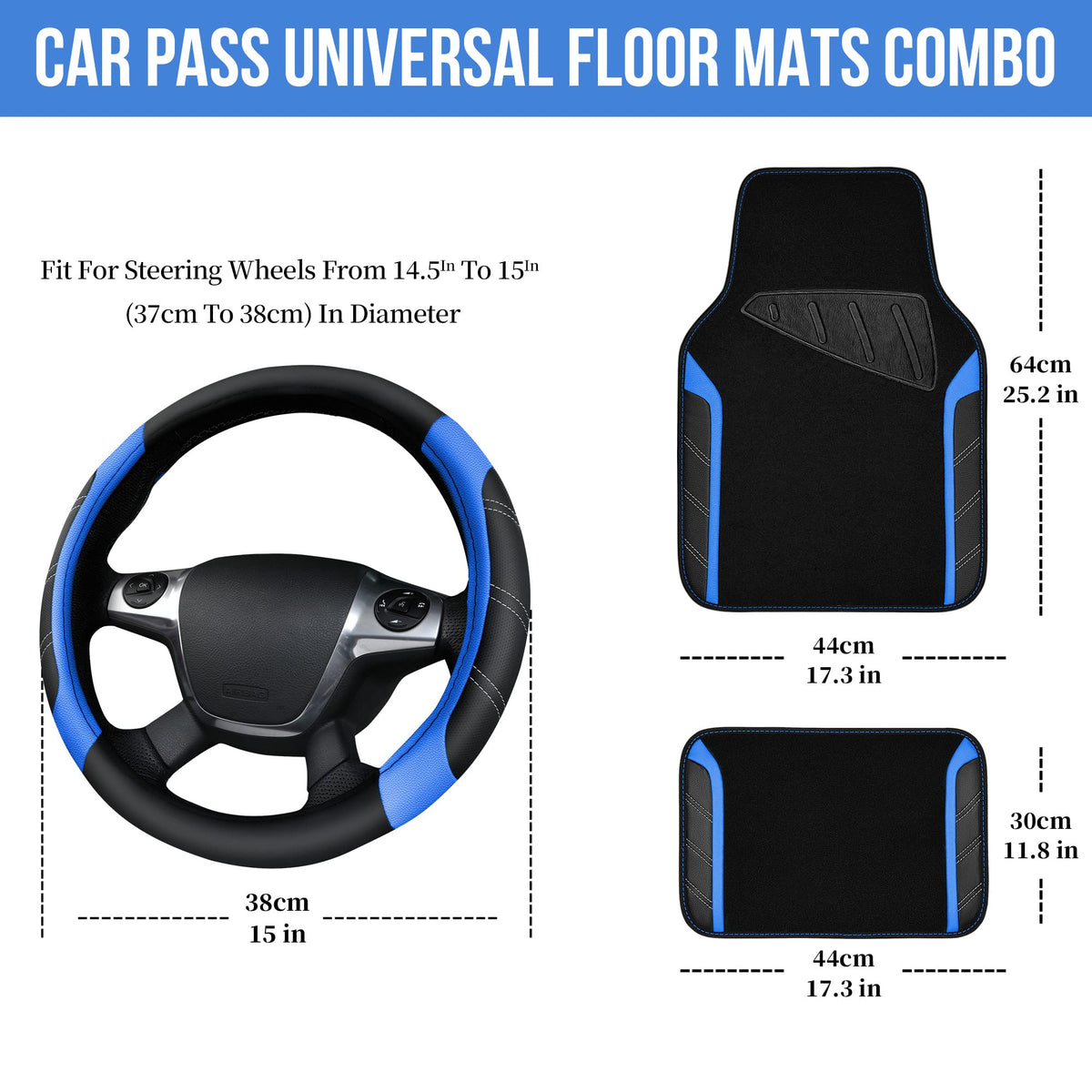 Air Mesh Leather Car Seat Covers Full Set, Waterproof Car Floor Mats, Steering Wheel Cover C785