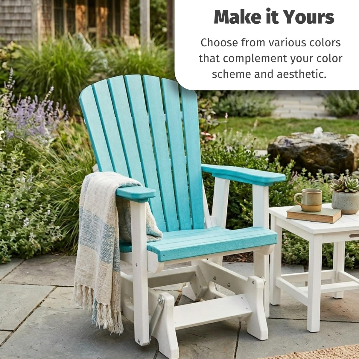 Tudor Brown Cedar Poly Adirondack Glider Outdoor Chair D915360