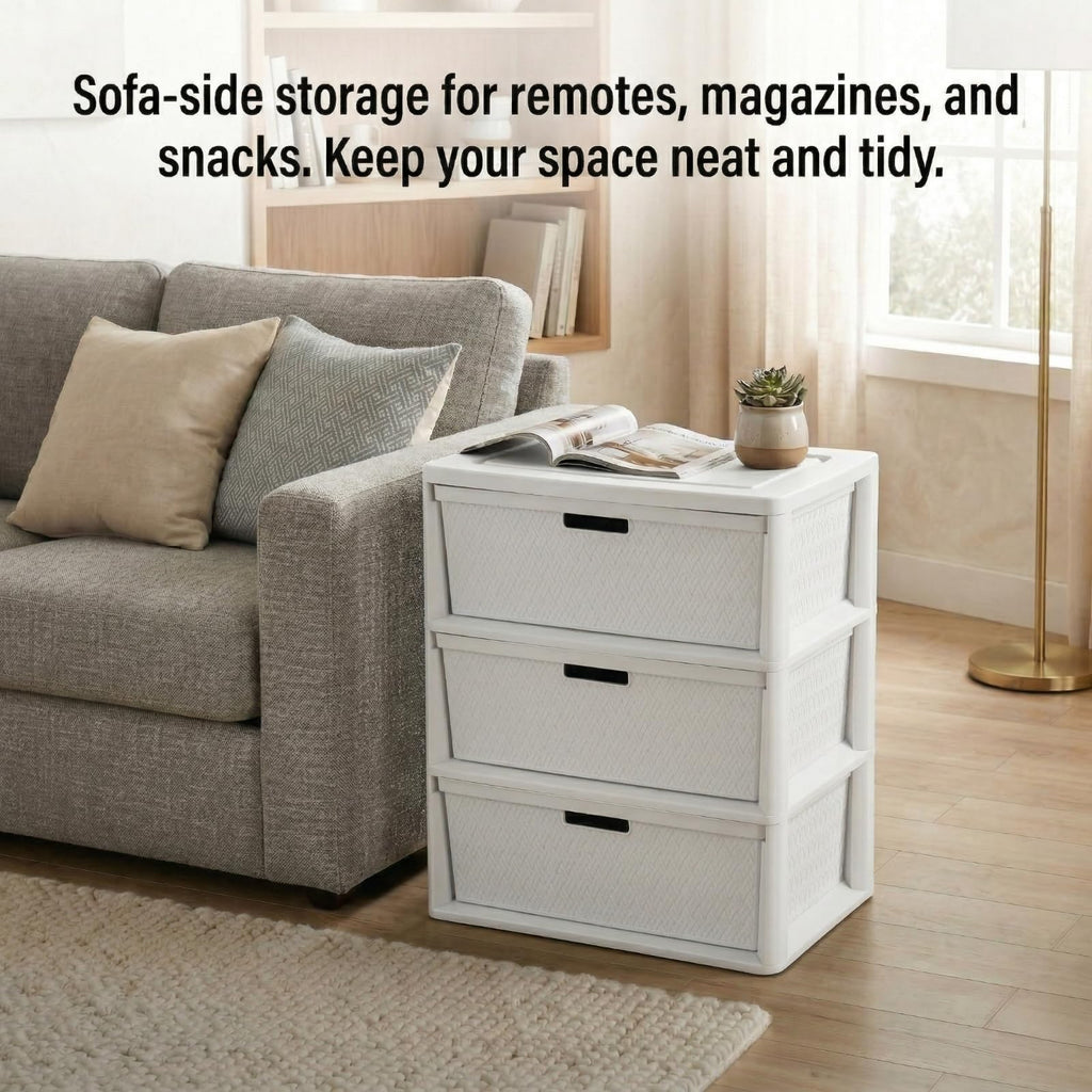 White 3 Drawer Plastic Storage Tower E1099