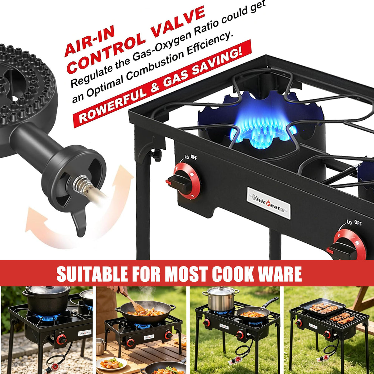 2 Burner Portable Propane Gas Grill E2259
