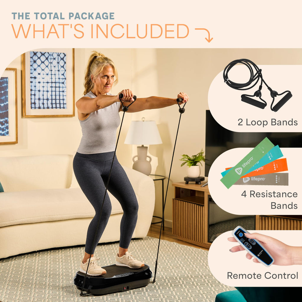 Mini Vibration Plate Exercise Machine with Resistance Bands T146