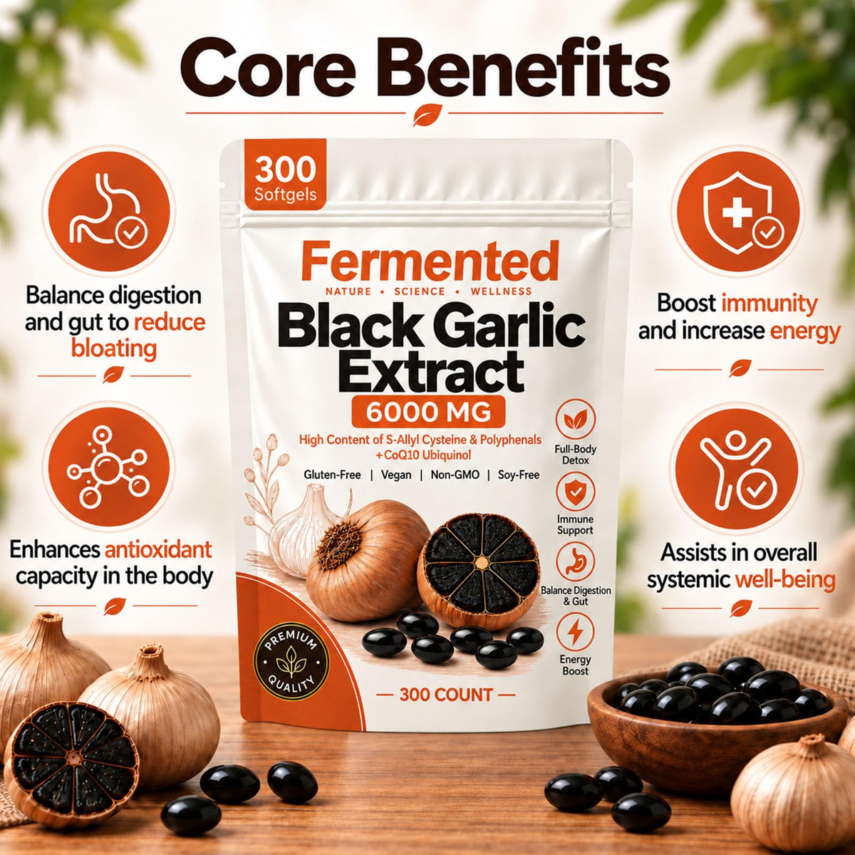 Black Garlic Extract 300 Softgels D1920