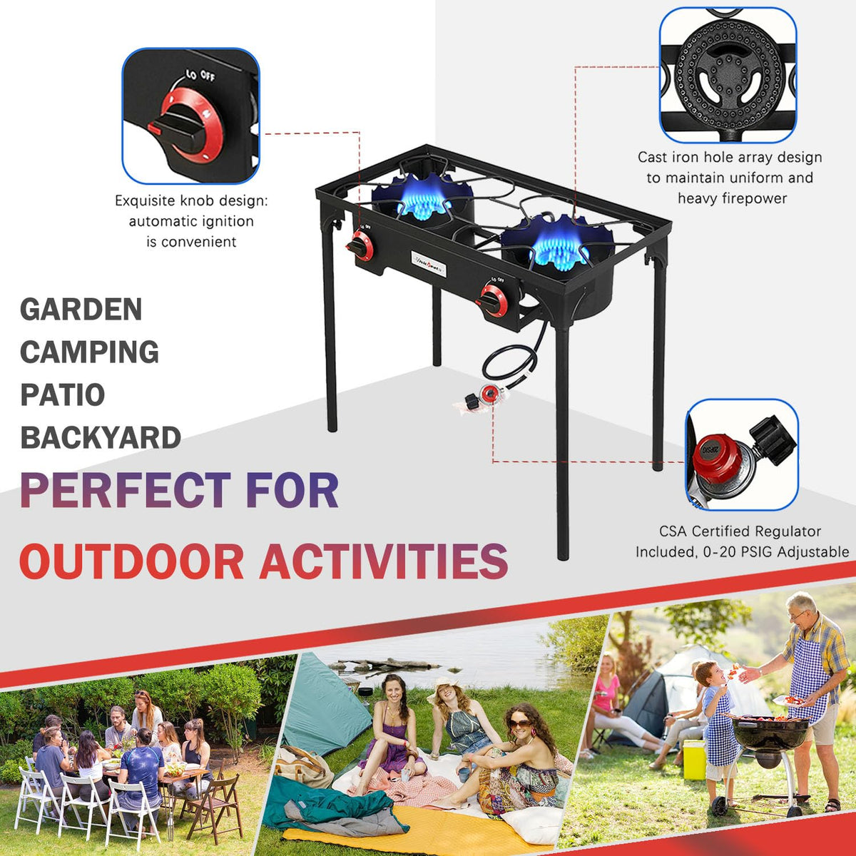 2 Burner Portable Propane Gas Grill E2259