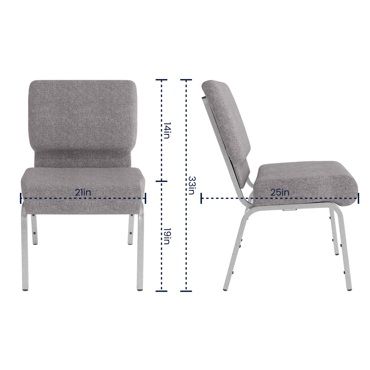Gray 21" W Stacking Church Chair 4-Pack K2453